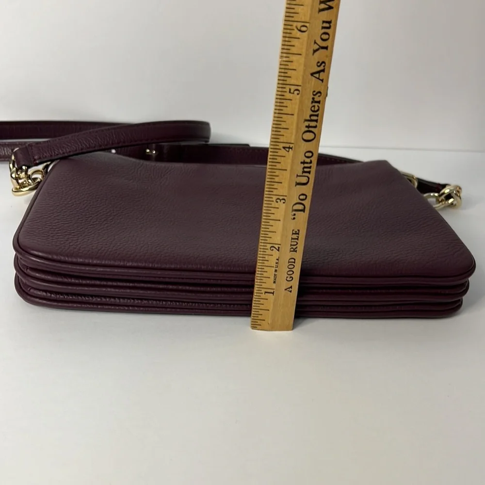 Kate Spade Maroon Burgundy Leather Crossbody Bag with Gold Accents